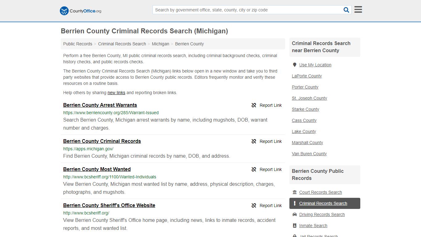 Berrien County Criminal Records Search (Michigan) - County Office